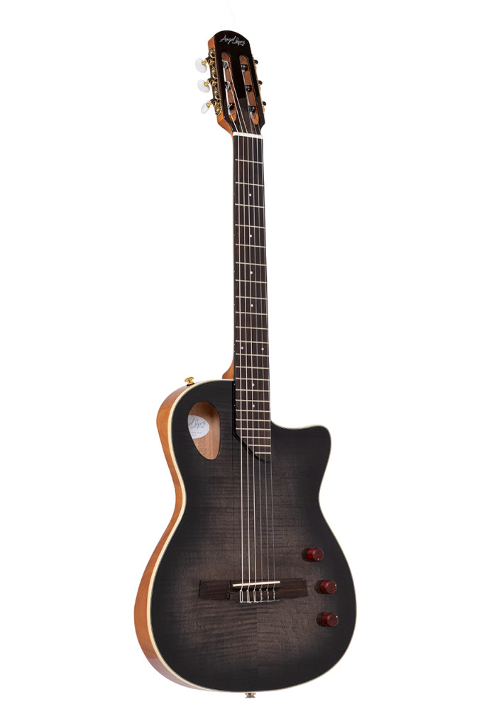 ANGEL LOPEZ Sherry CE BK Hybrid Nylon Elektro Halbakustische Gitarre, schwarz